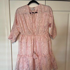 Women's metallic floral pink dress
